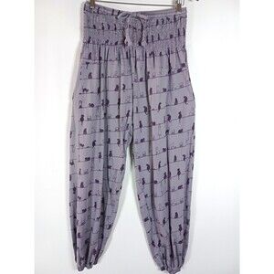 Balloon Pants Barrel Leg S/M Harem Cats Kittens Boho Festival Elastic AOP